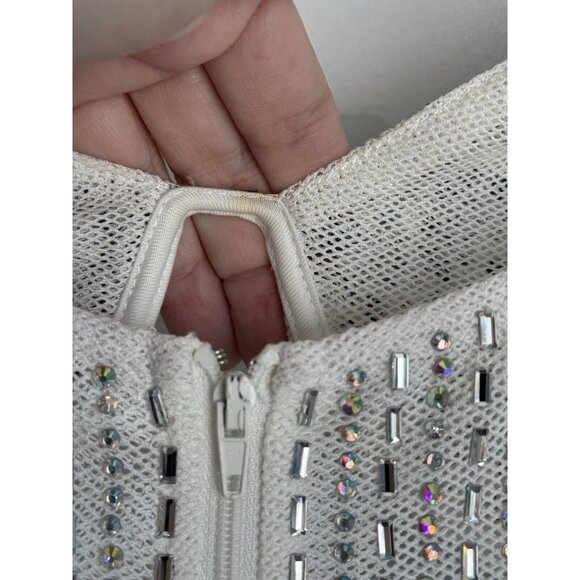 Fashion Nova Babydoll Rhinestone Mini Dress Size Large White Underwire New Years - Picture 14 of 14